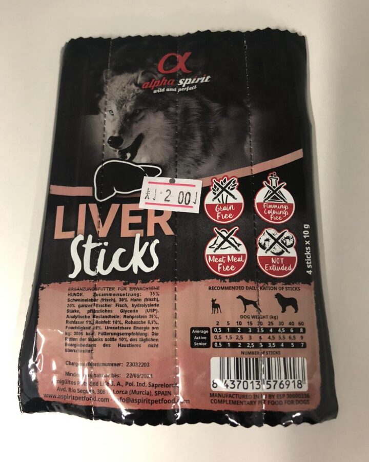 Alpha Spirit -  Liver Dog Treat Bar String (Includes 4 Bars)